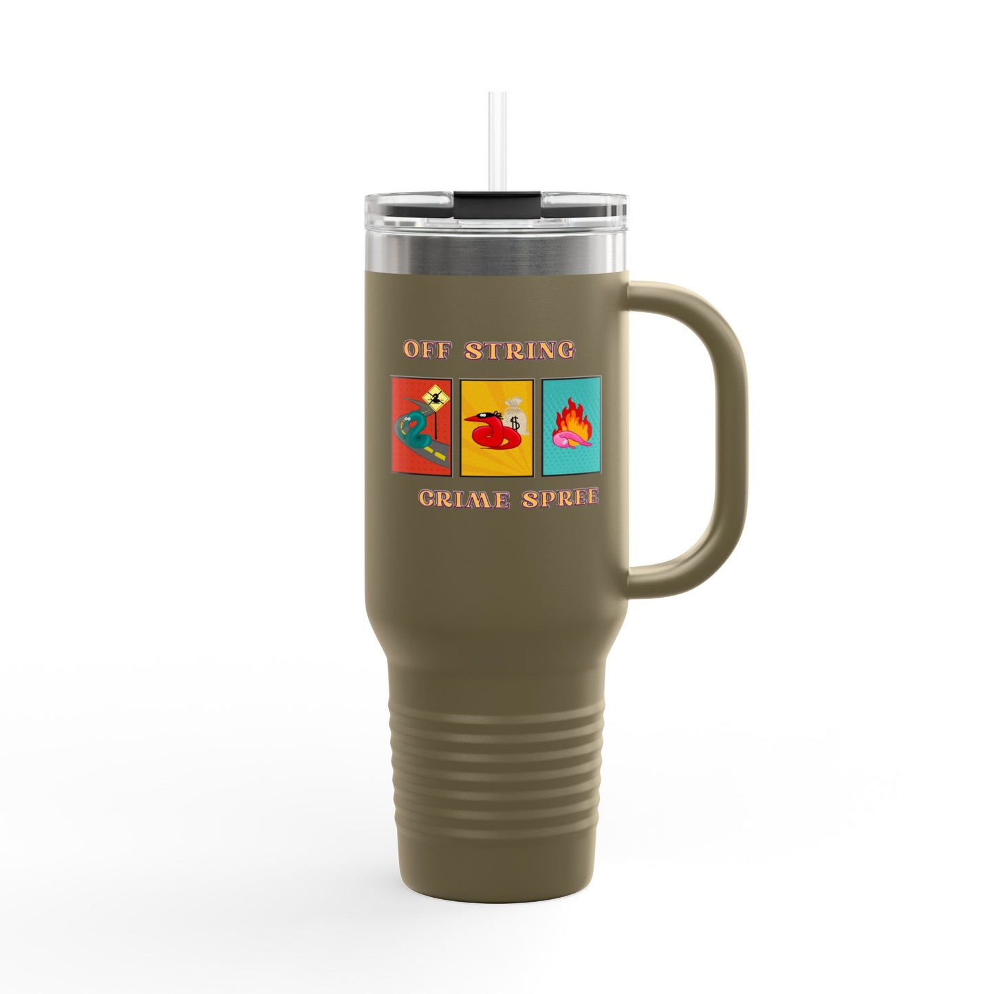 Worm off the String, Crime Spree, Insulated Travel Mug, 40oz