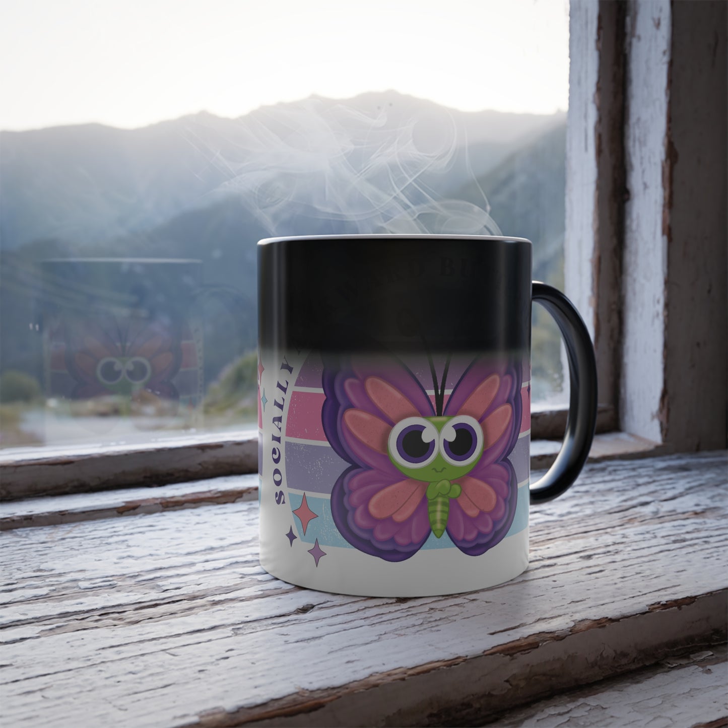 Socially Awkward Butterfly, Color Morphing Mug, coffee cup, 11oz