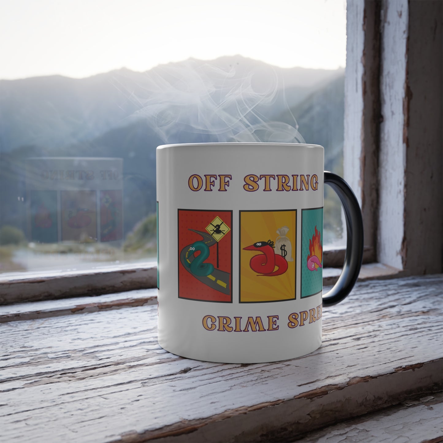 Worm Off String Crime Spree, Color Morphing Mug, coffee cup, 11oz