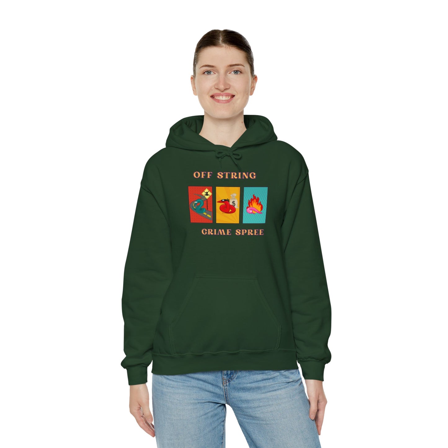 Worm off the String, Crime Spree, Unisex Heavy Blend™ Hooded Sweatshirt