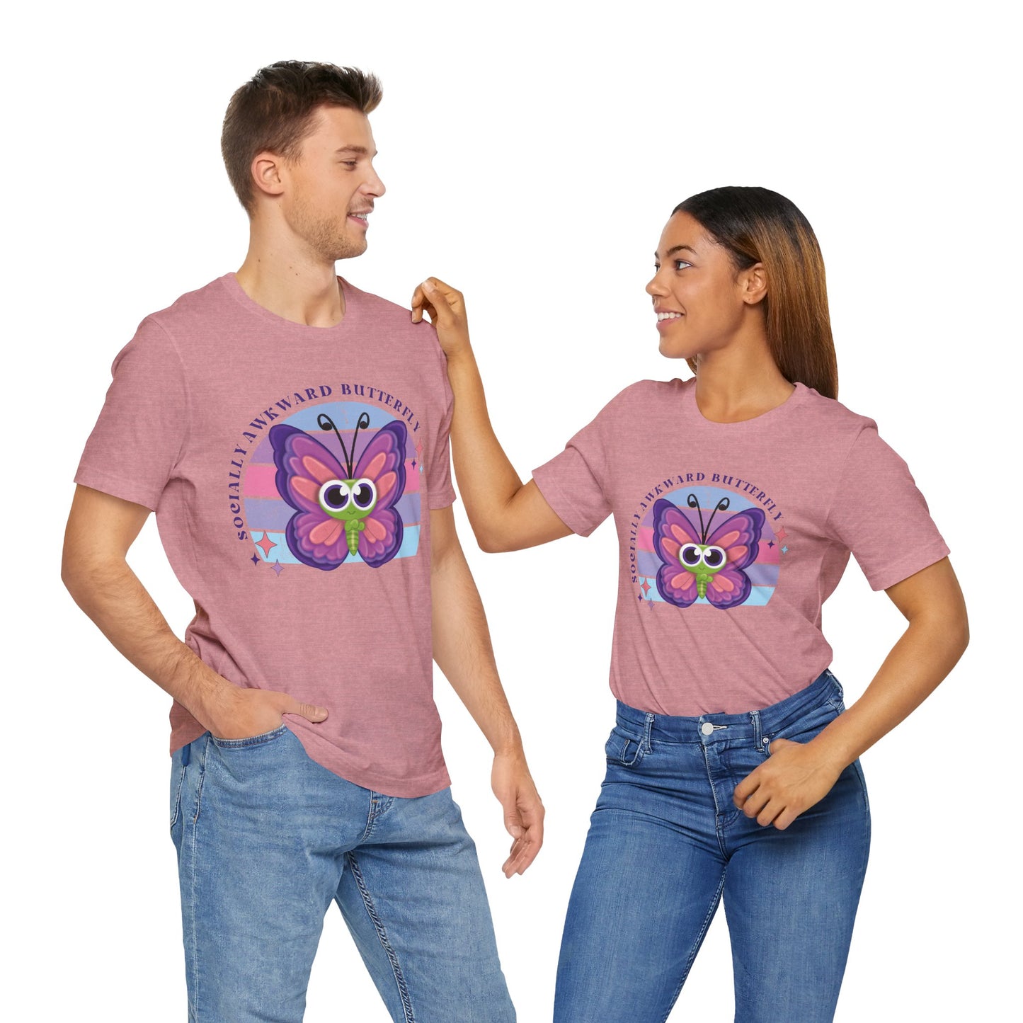 Socially Awkward Butterfly Unisex Tee, Introvert Meme Shirt, Funny Graphic Tee, Sarcastic T-Shirt, Humorous Top, Hilarious Quote Tee