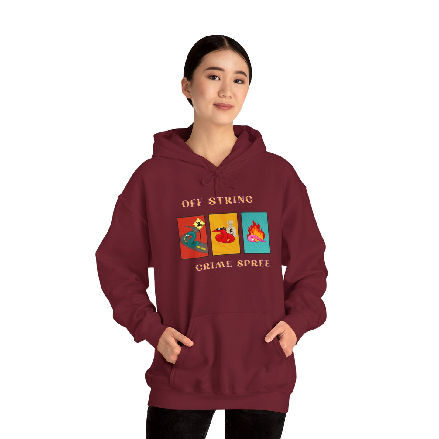 Worm off the String, Crime Spree, Unisex Heavy Blend™ Hooded Sweatshirt