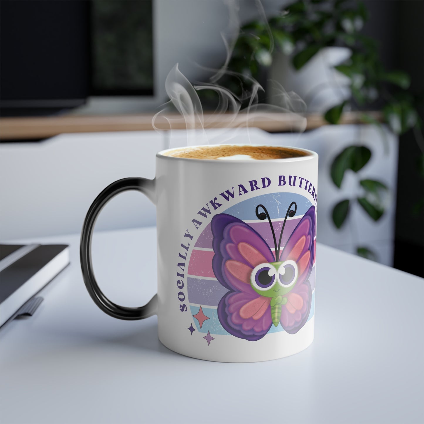 Socially Awkward Butterfly, Color Morphing Mug, coffee cup, 11oz