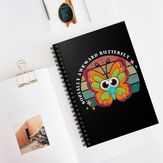 Socially Awkward Butterfly, Spiral Notebook - Ruled Line