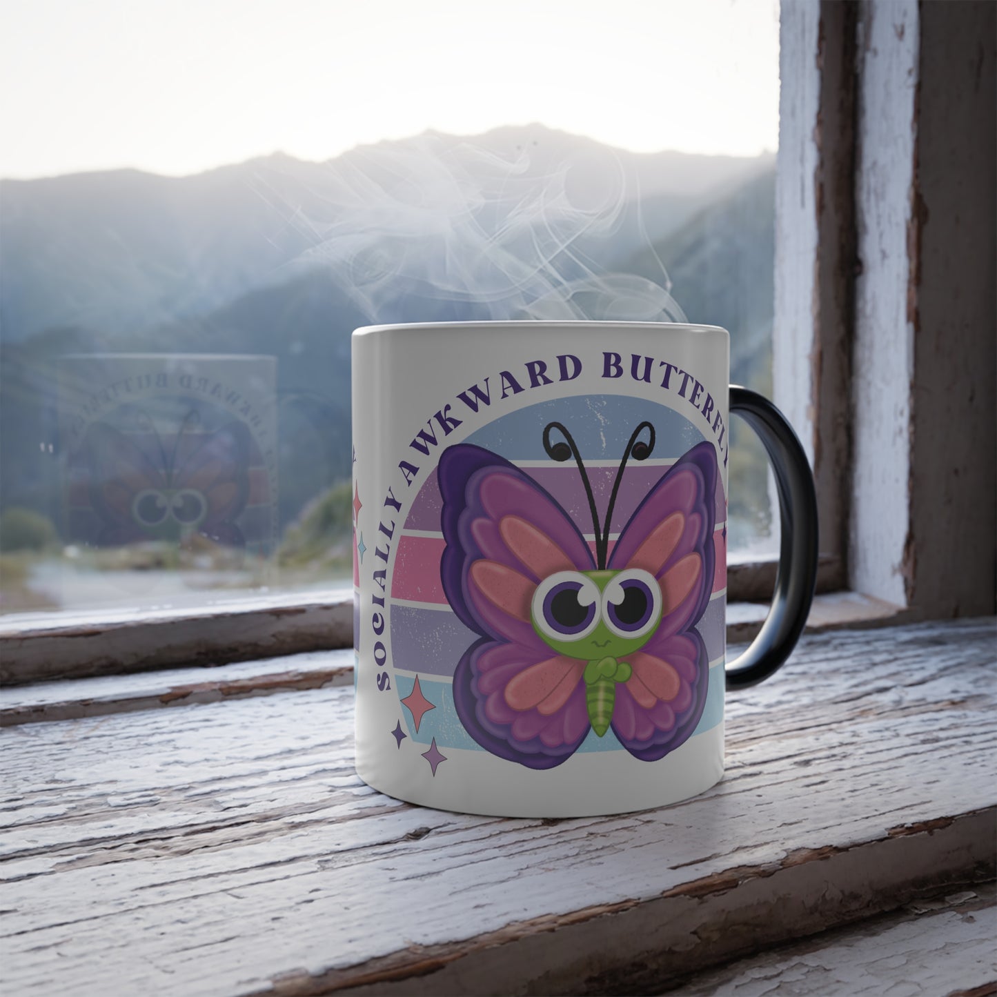Socially Awkward Butterfly, Color Morphing Mug, coffee cup, 11oz