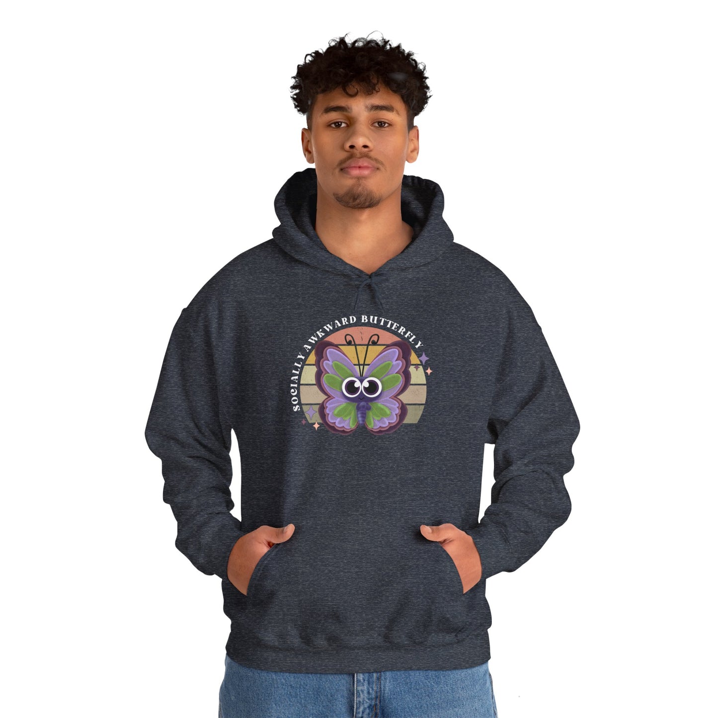 Socially Awkward Butterfly Hoodie, Introvert Gift, Funny Sweatshirt, Shy Personality, Humor Jumper, Anti Social Shirt