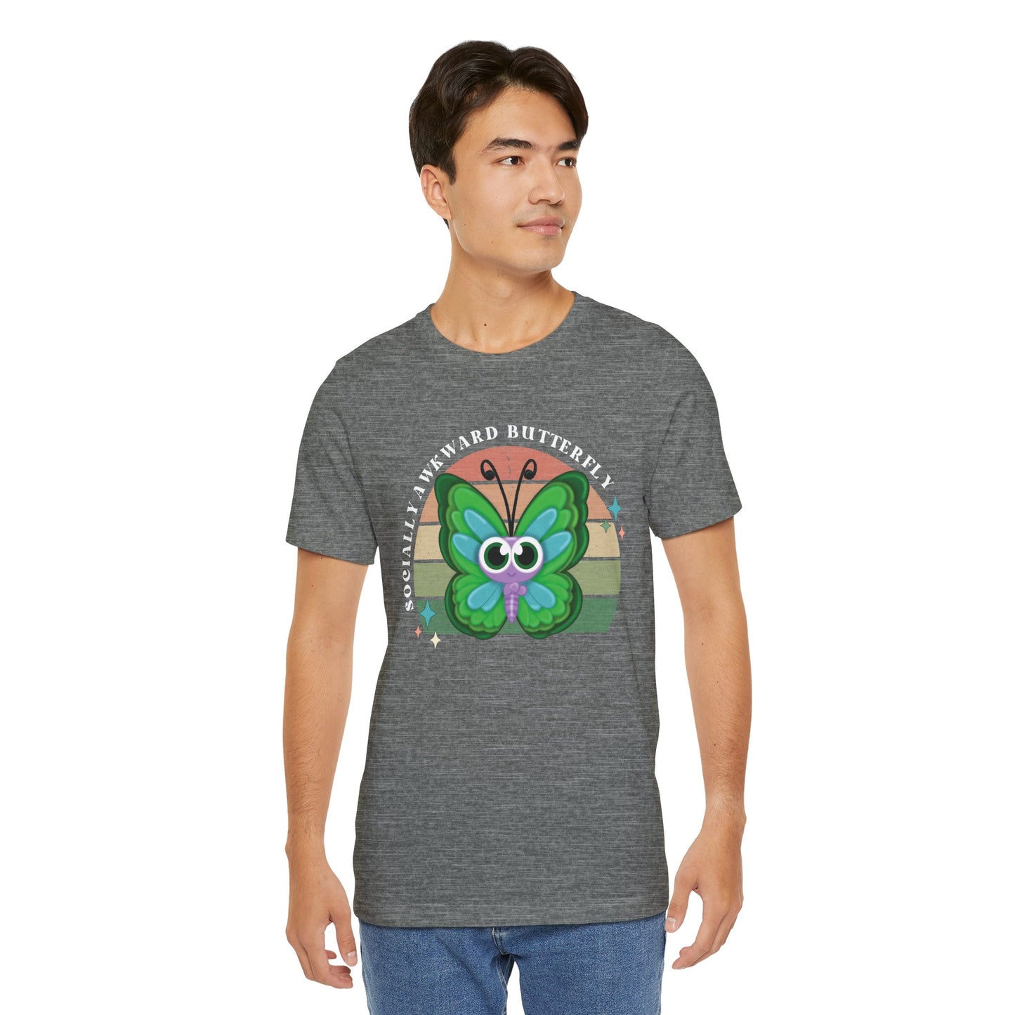 Socially Awkward Butterfly Unisex Tee, Introvert Meme Shirt, Funny Graphic Tee, Sarcastic T-Shirt, Humorous Top, Hilarious Quote Tee