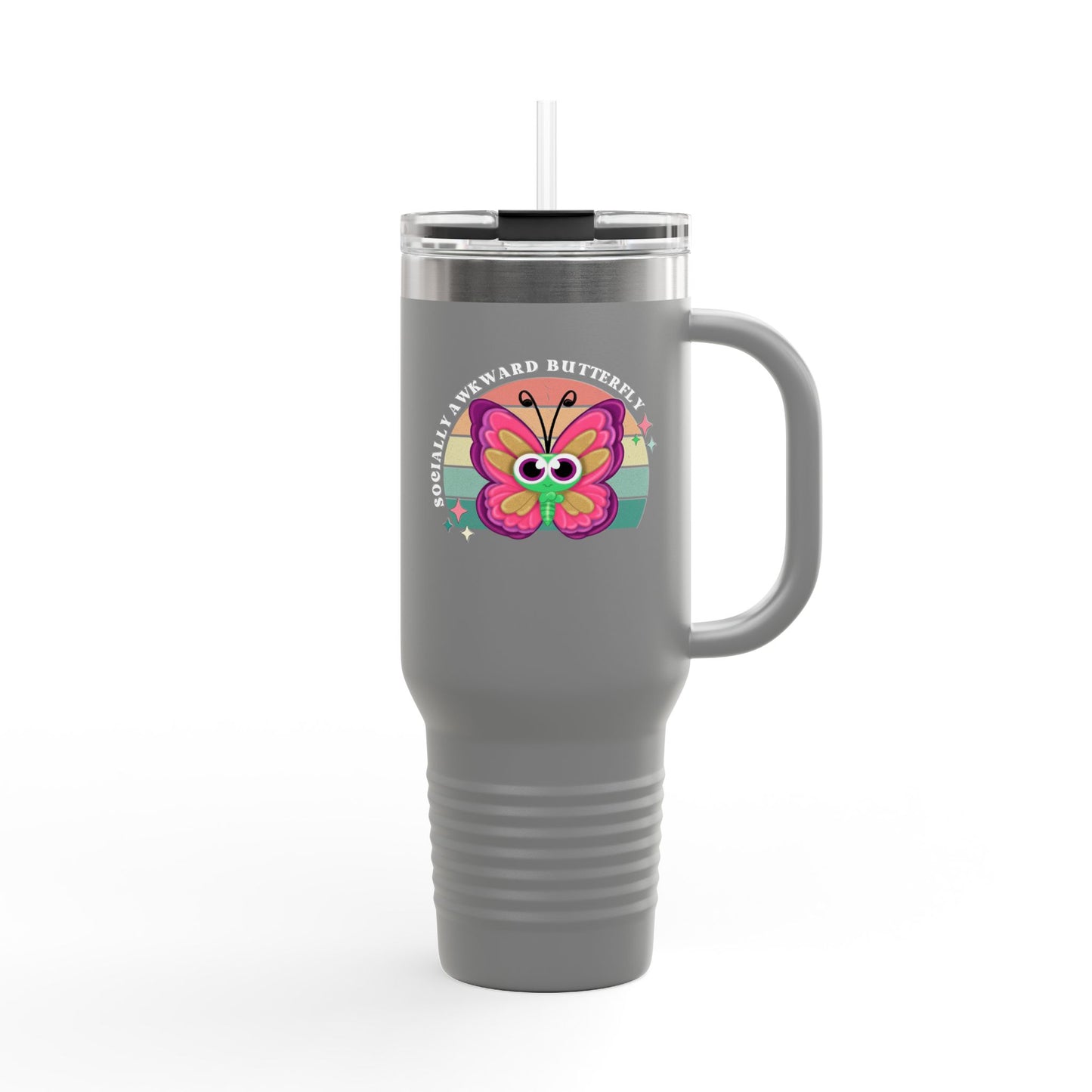 Socially Awkward Butterfly, Insulated Travel Mug, 40oz