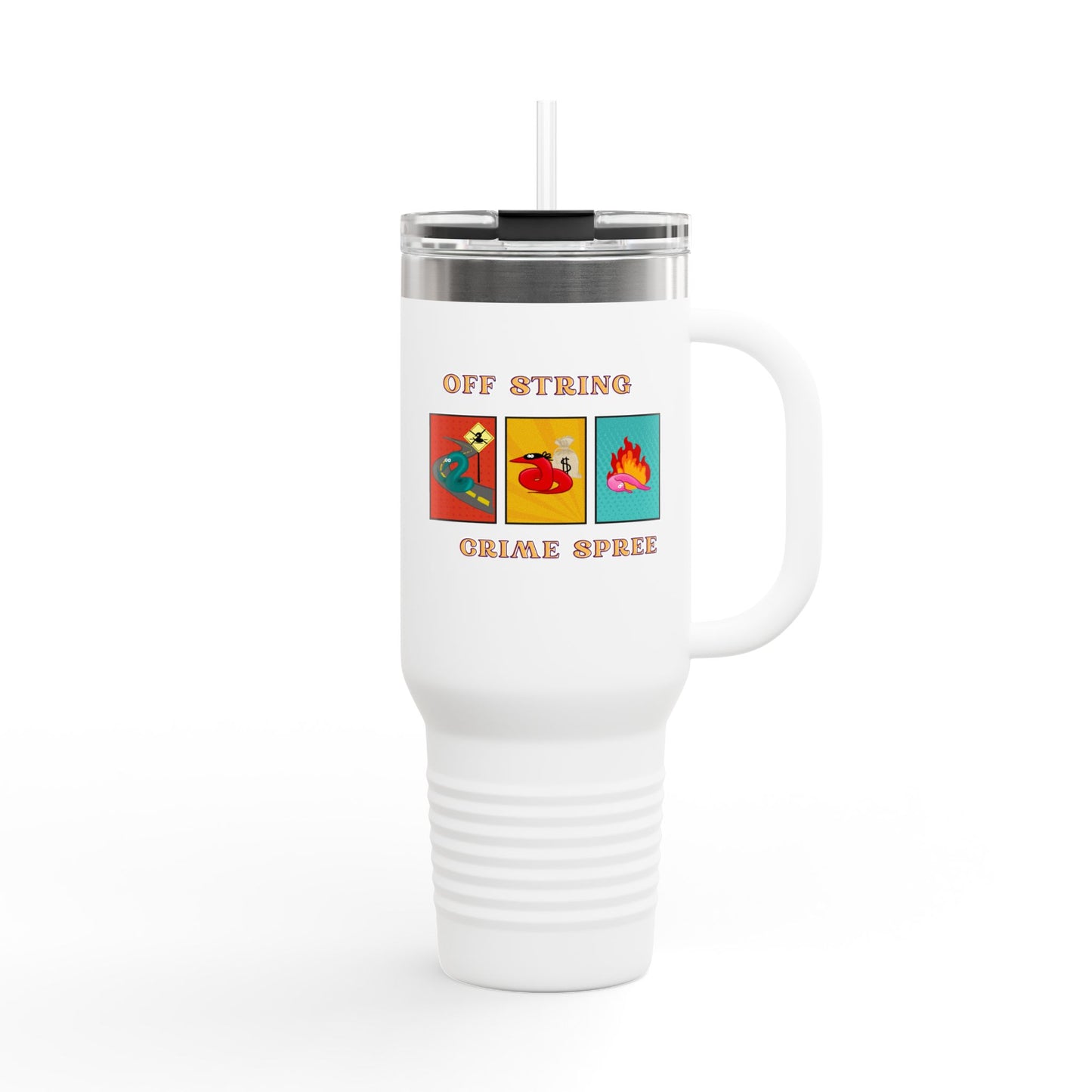 Worm off the String, Crime Spree, Insulated Travel Mug, 40oz