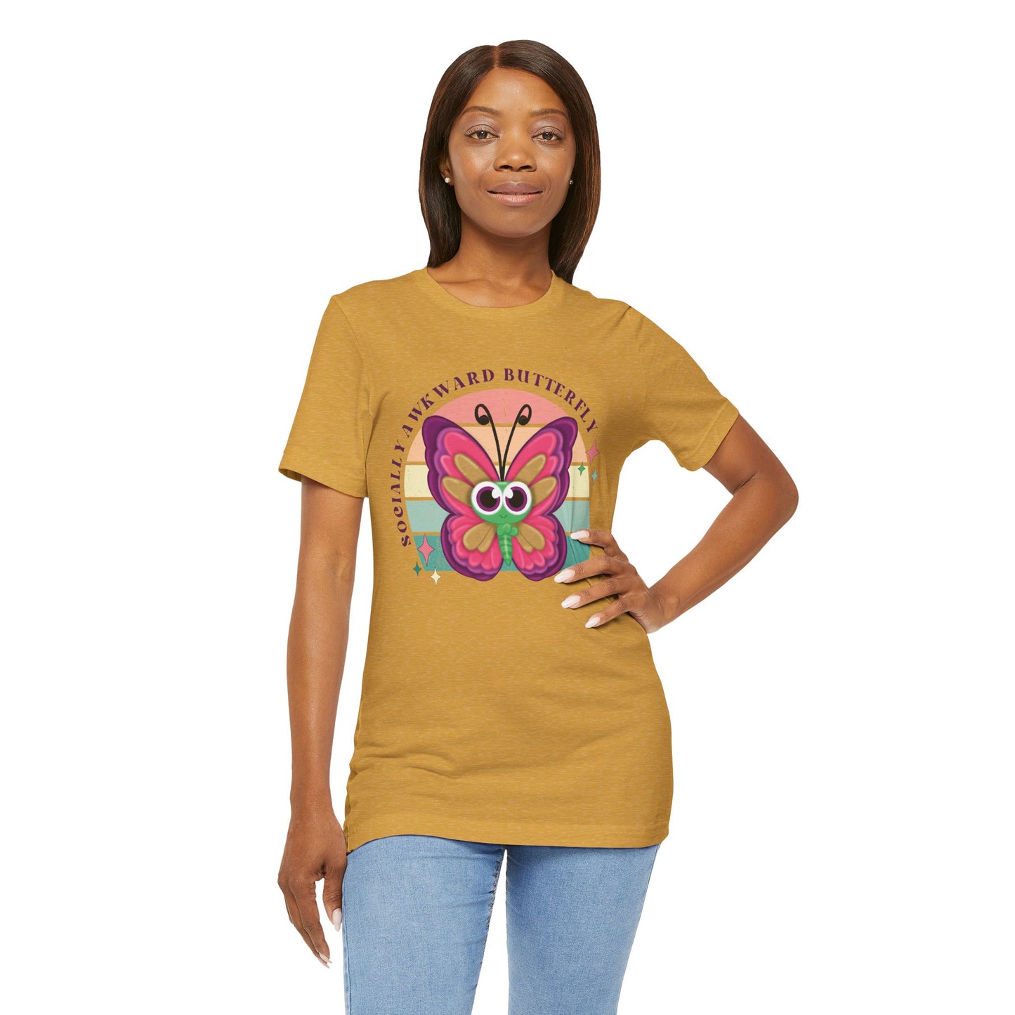 Socially Awkward Butterfly Unisex Tee, Introvert Meme Shirt, Funny Graphic Tee, Sarcastic T-Shirt, Humorous Top, Hilarious Quote Tee