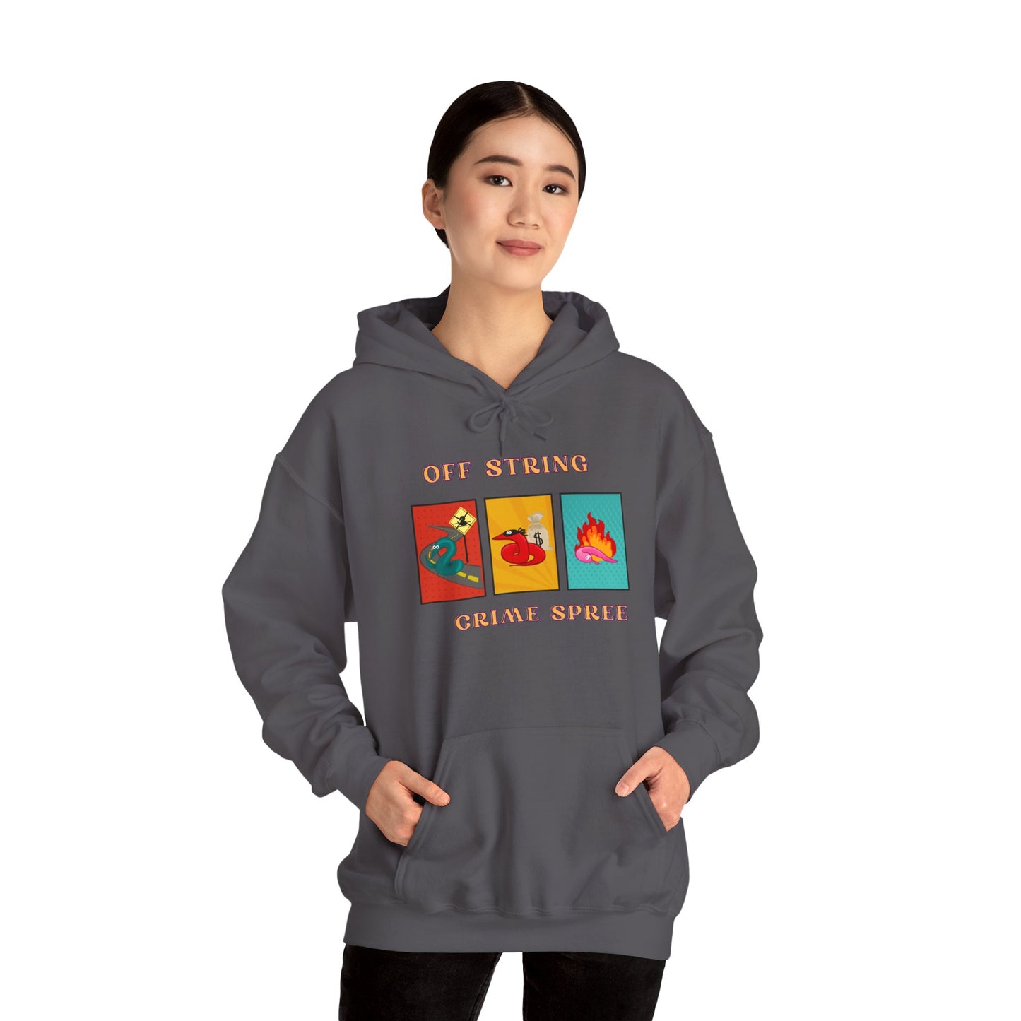 Worm off the String, Crime Spree, Unisex Heavy Blend™ Hooded Sweatshirt