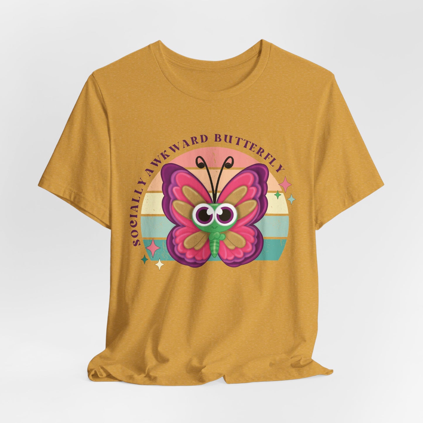 Socially Awkward Butterfly Unisex Tee, Introvert Meme Shirt, Funny Graphic Tee, Sarcastic T-Shirt, Humorous Top, Hilarious Quote Tee