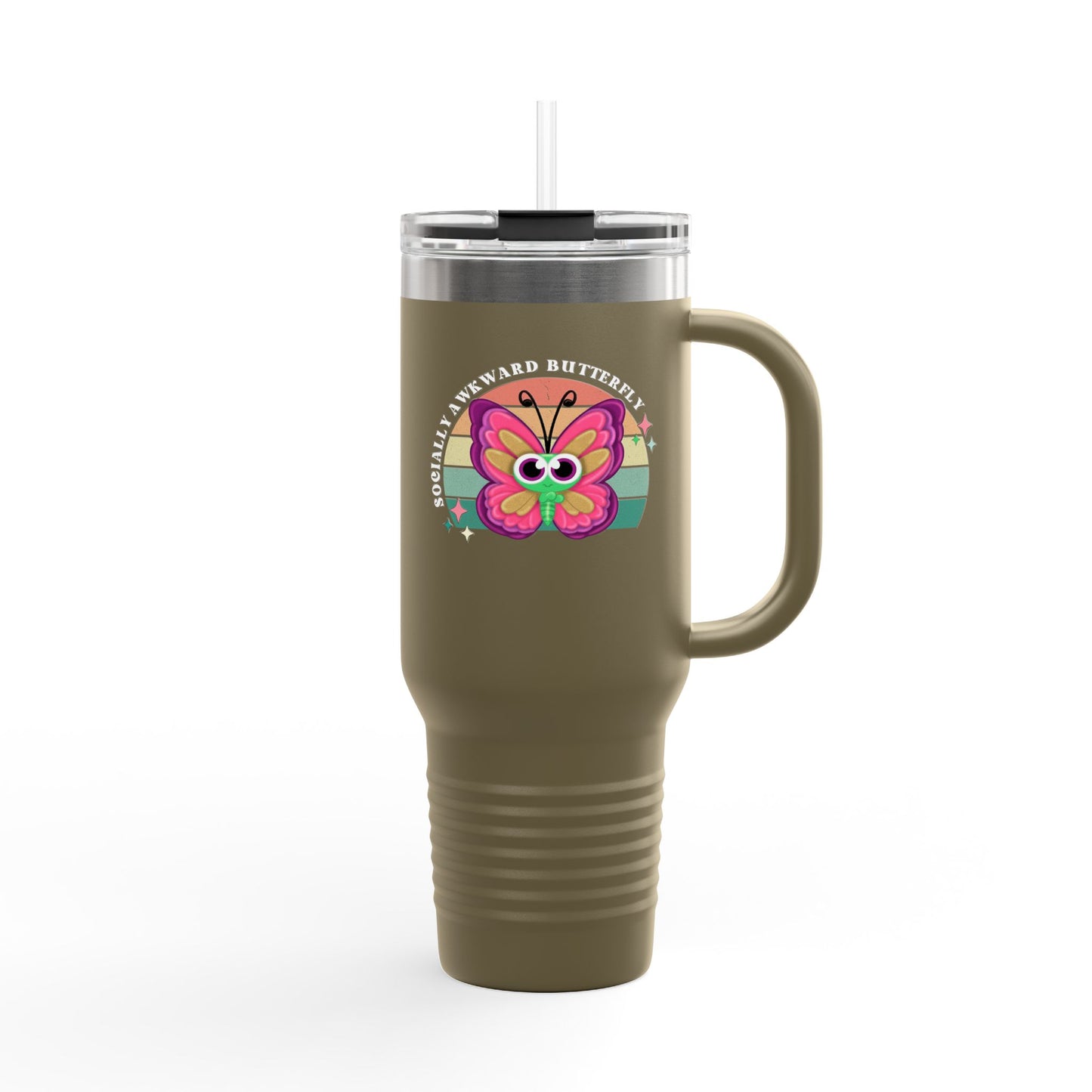 Socially Awkward Butterfly, Insulated Travel Mug, 40oz