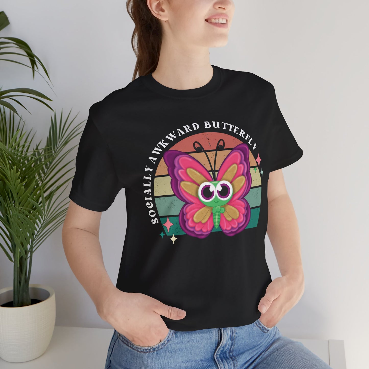 Socially Awkward Butterfly Unisex Tee, Introvert Meme Shirt, Funny Graphic Tee, Sarcastic T-Shirt, Humorous Top, Hilarious Quote Tee