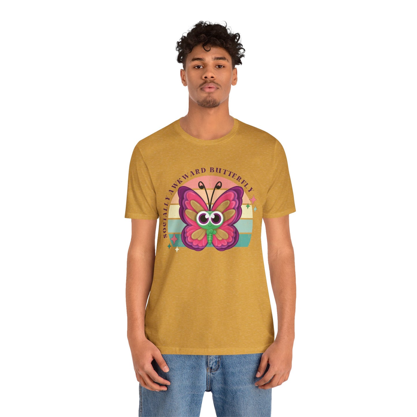 Socially Awkward Butterfly Unisex Tee, Introvert Meme Shirt, Funny Graphic Tee, Sarcastic T-Shirt, Humorous Top, Hilarious Quote Tee