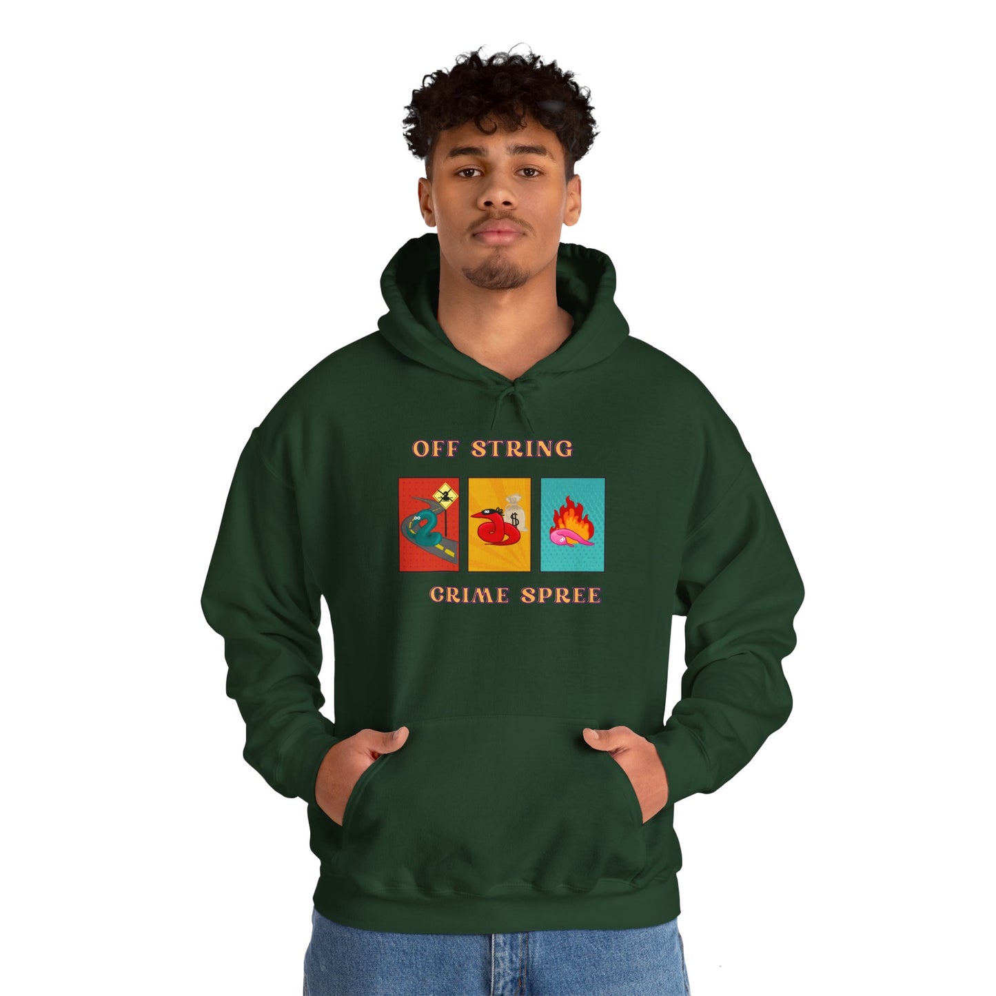 Worm off the String, Crime Spree, Unisex Heavy Blend™ Hooded Sweatshirt