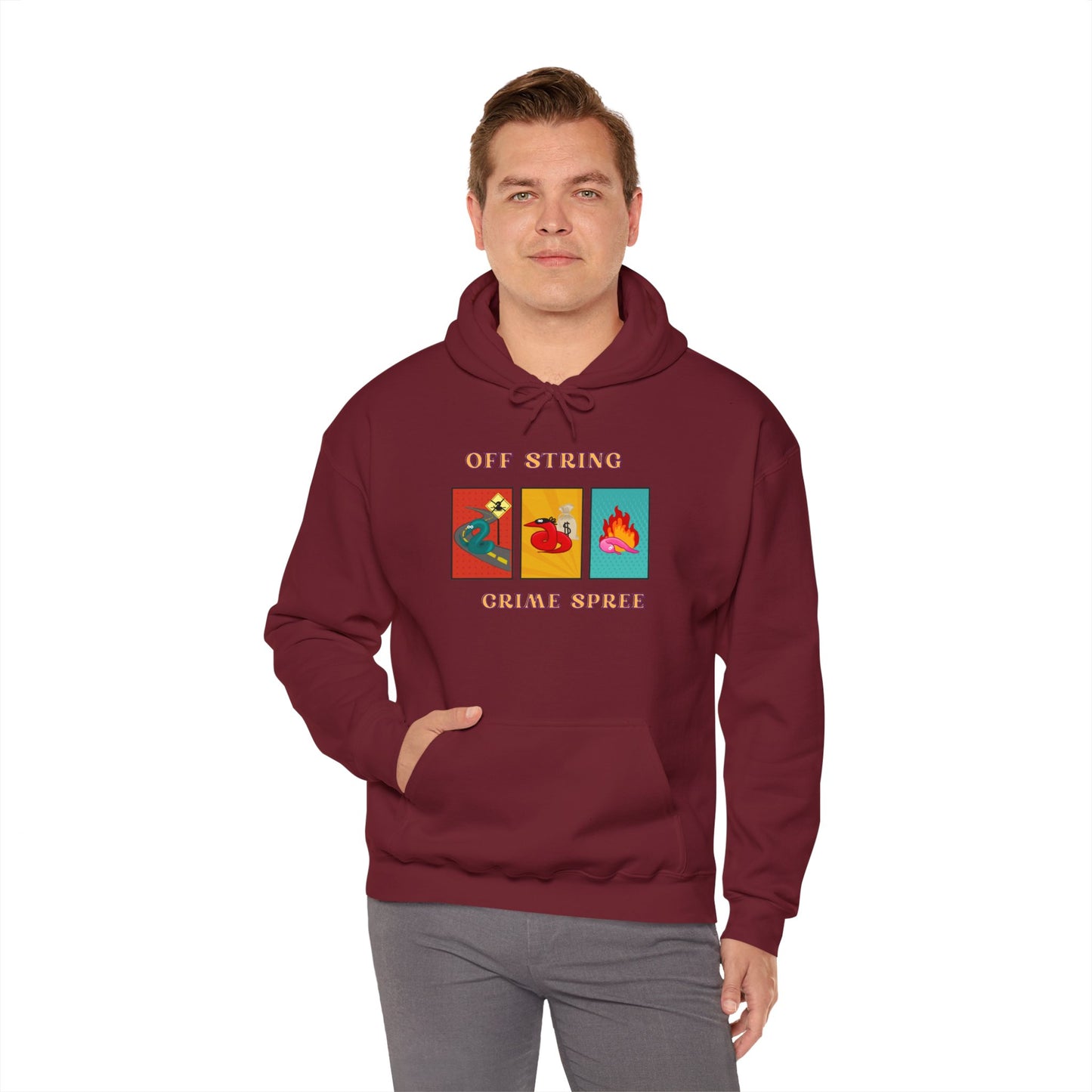 Worm off the String, Crime Spree, Unisex Heavy Blend™ Hooded Sweatshirt