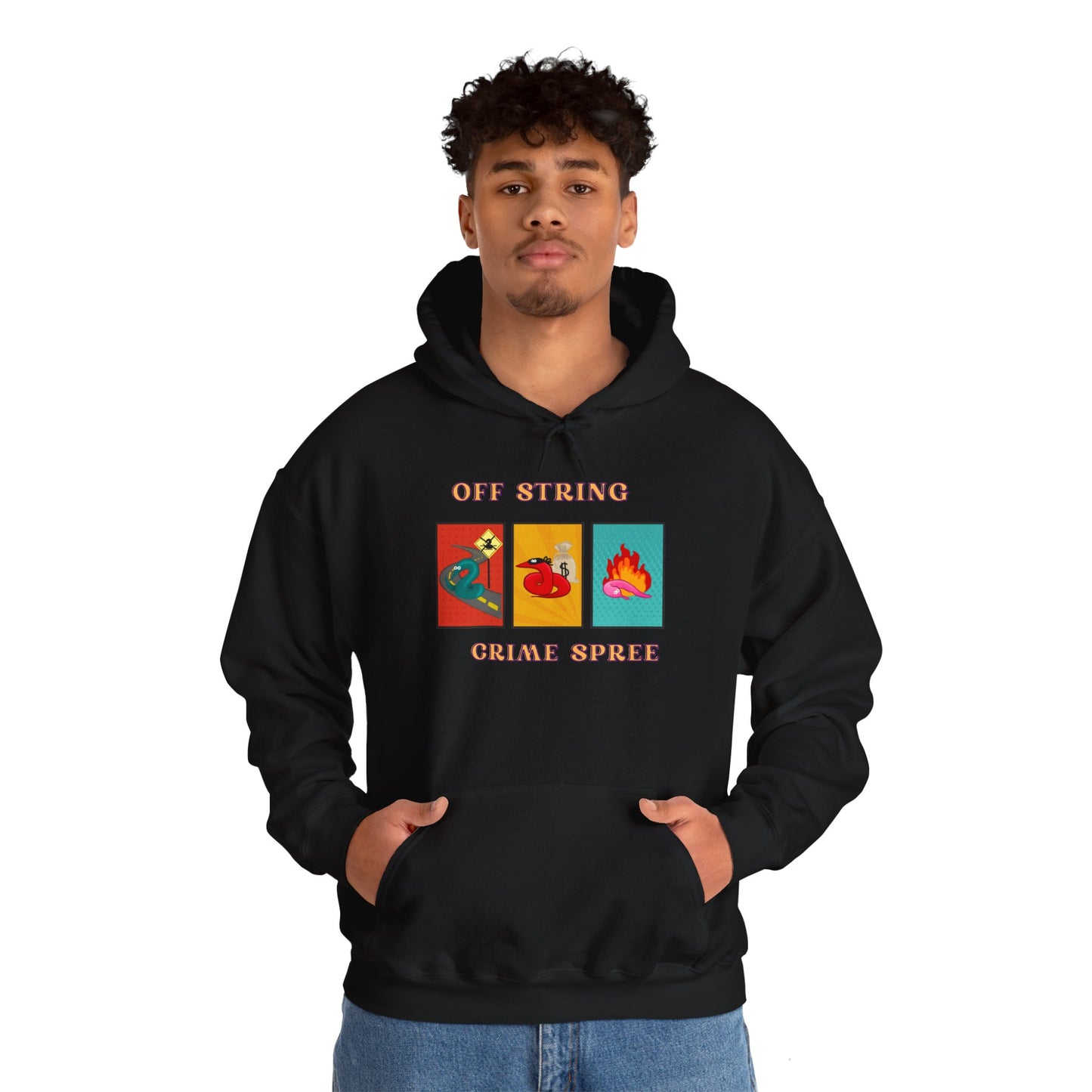 Worm off the String, Crime Spree, Unisex Heavy Blend™ Hooded Sweatshirt
