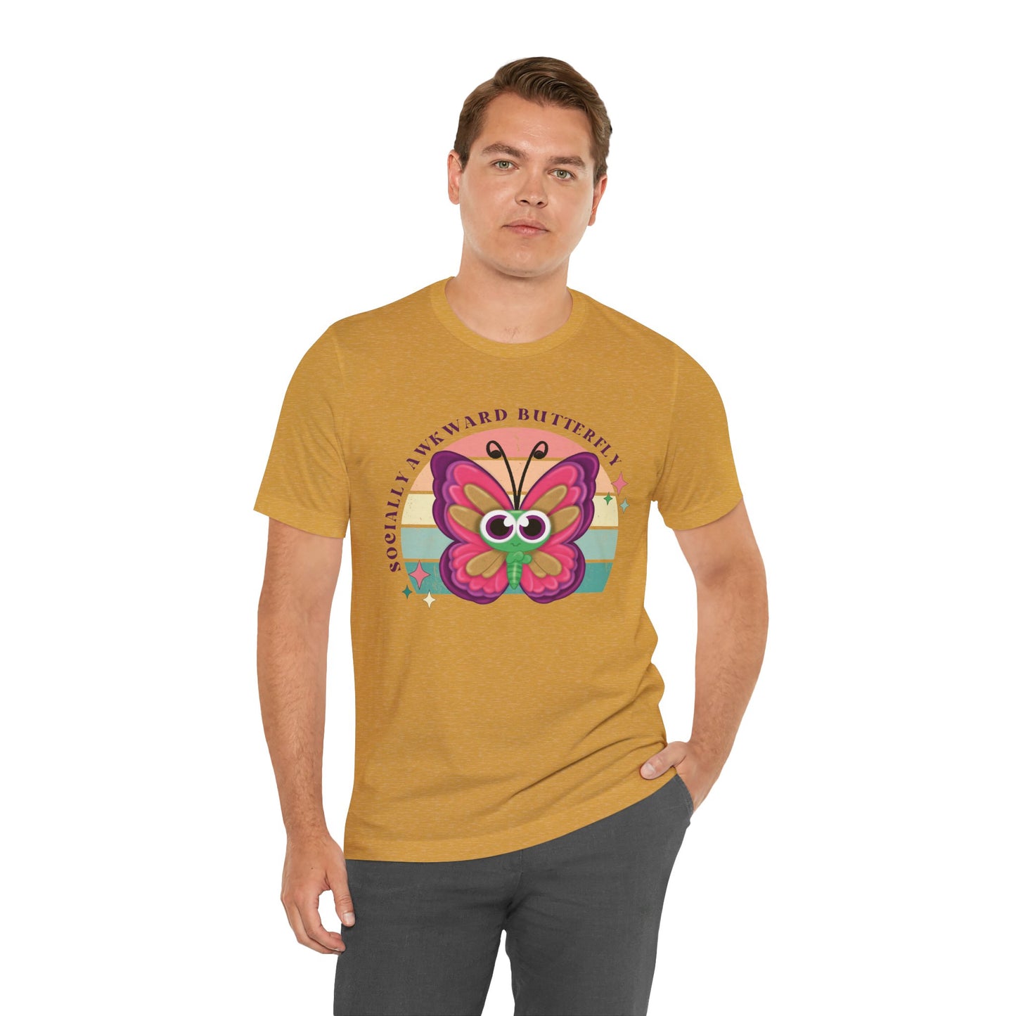 Socially Awkward Butterfly Unisex Tee, Introvert Meme Shirt, Funny Graphic Tee, Sarcastic T-Shirt, Humorous Top, Hilarious Quote Tee