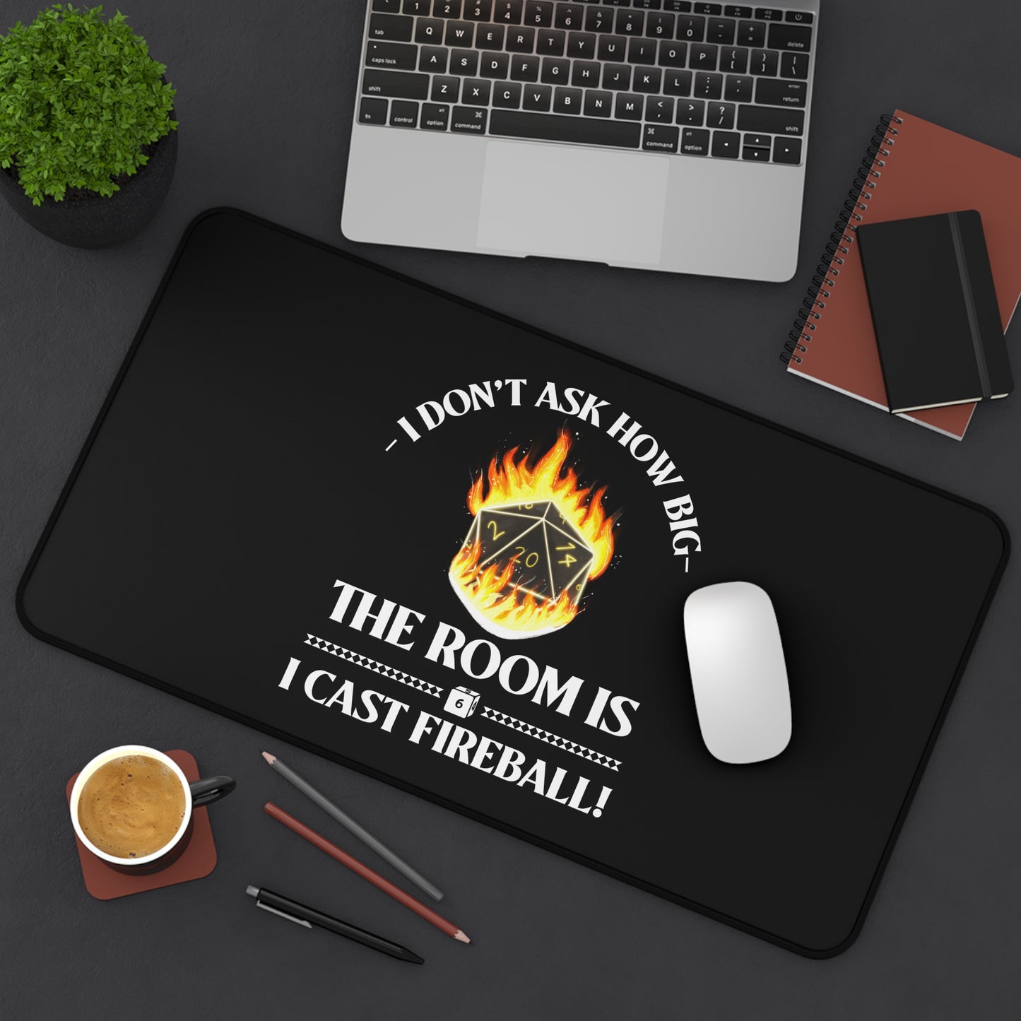 Desk Mat - DND Fireball Spell Cast Gaming Accessory