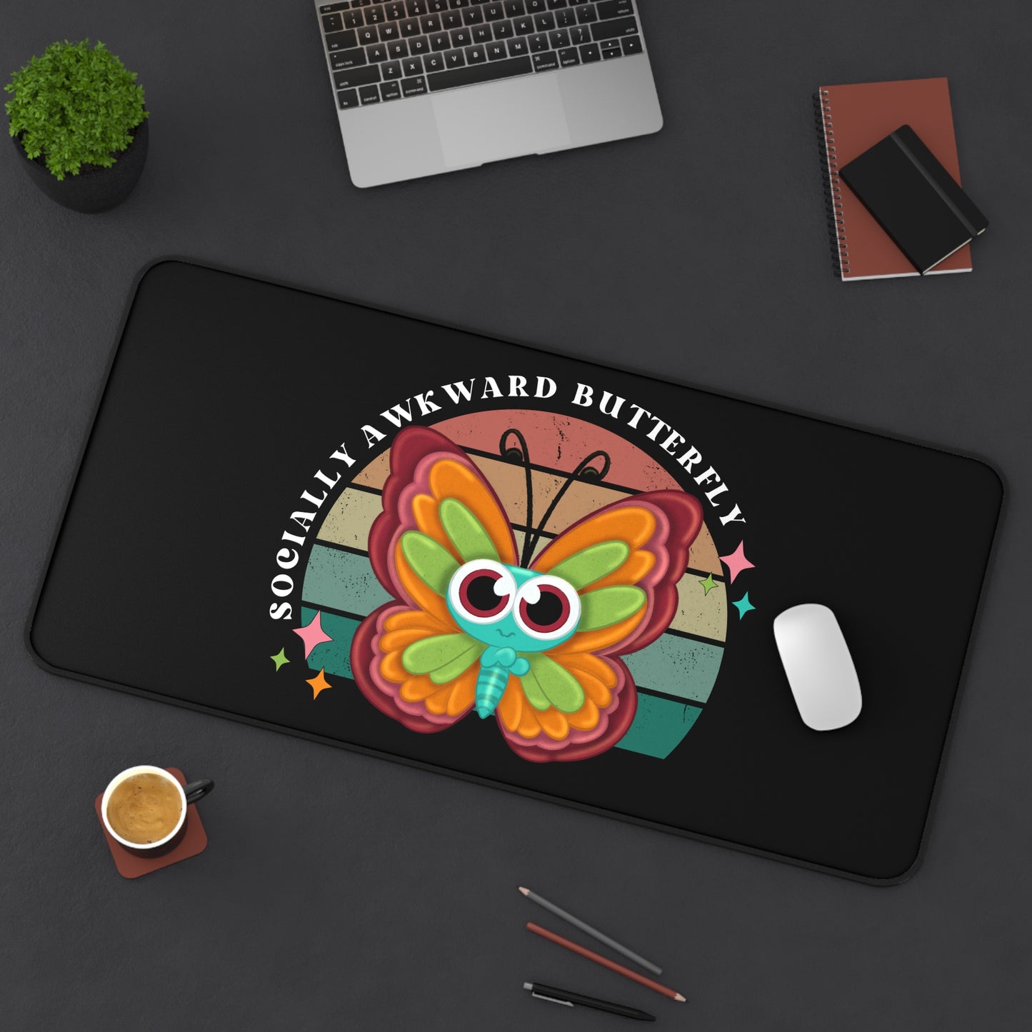 Socially Awkward Butterfly, Desk Mat