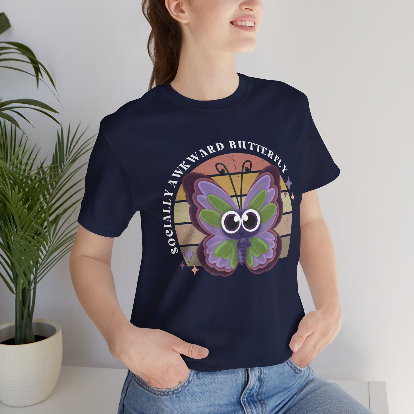 Socially Awkward Butterfly Unisex Tee, Introvert Meme Shirt, Funny Graphic Tee, Sarcastic T-Shirt, Humorous Top, Hilarious Quote Tee