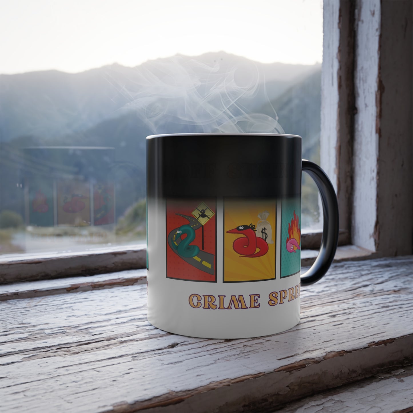 Worm Off String Crime Spree, Color Morphing Mug, coffee cup, 11oz