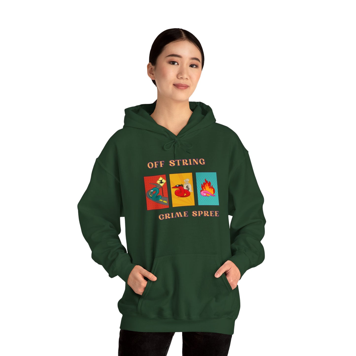 Worm off the String, Crime Spree, Unisex Heavy Blend™ Hooded Sweatshirt