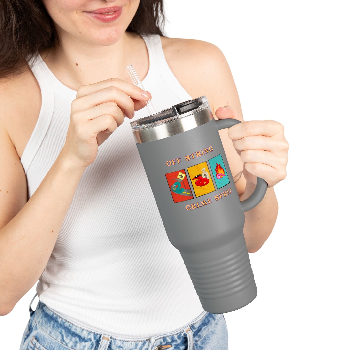 Worm off the String, Crime Spree, Insulated Travel Mug, 40oz
