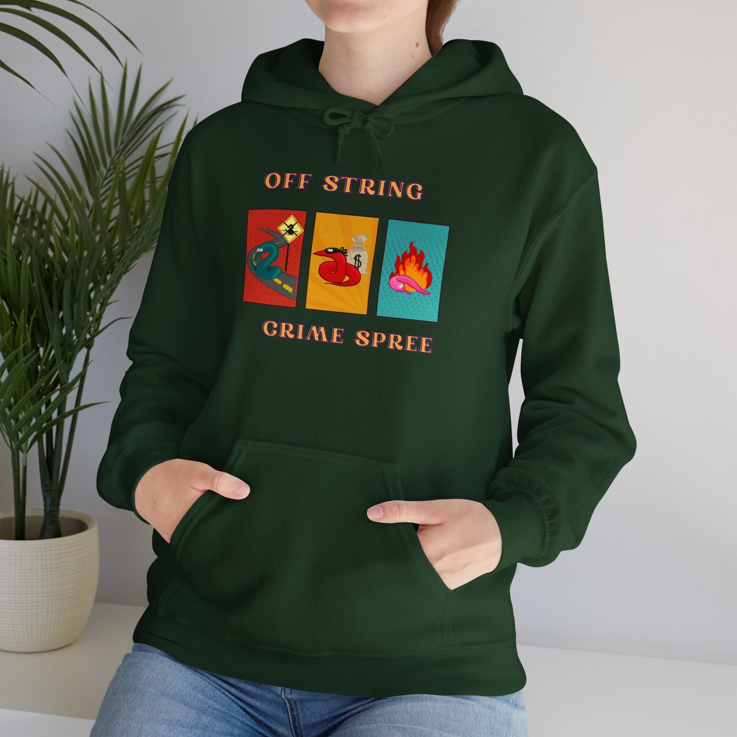 Worm off the String, Crime Spree, Unisex Heavy Blend™ Hooded Sweatshirt