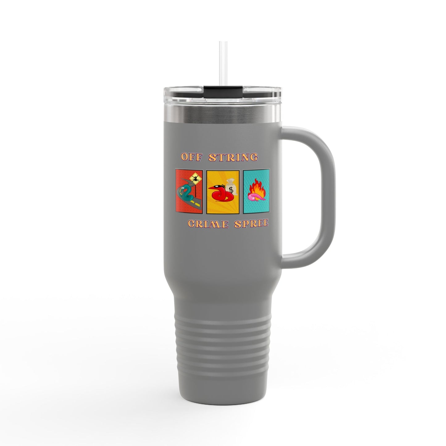 Worm off the String, Crime Spree, Insulated Travel Mug, 40oz