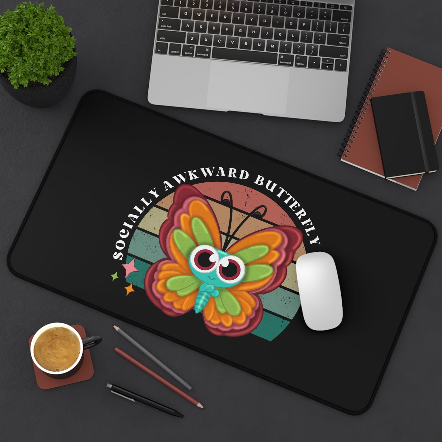 Socially Awkward Butterfly, Desk Mat