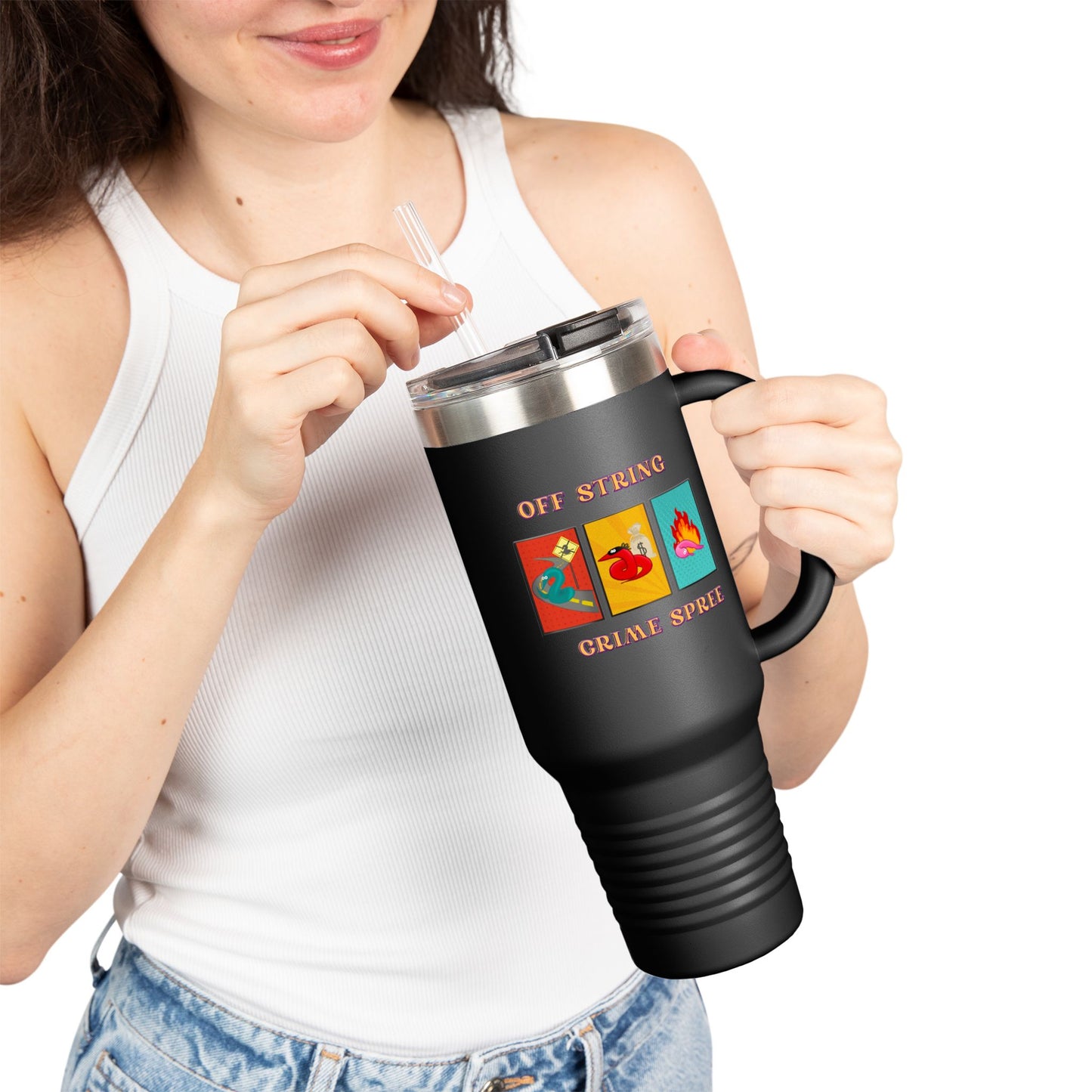Worm off the String, Crime Spree, Insulated Travel Mug, 40oz