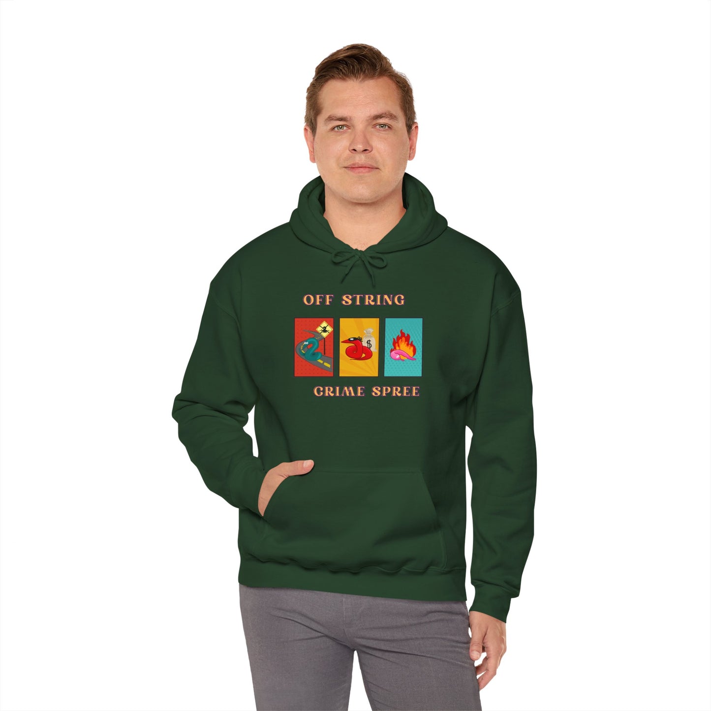 Worm off the String, Crime Spree, Unisex Heavy Blend™ Hooded Sweatshirt