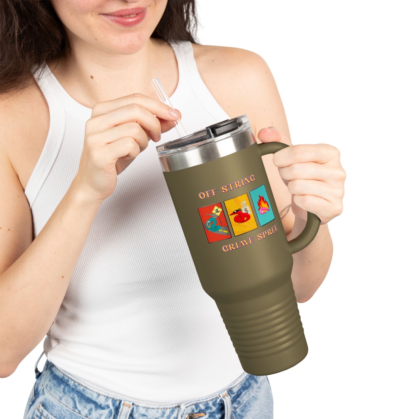 Worm off the String, Crime Spree, Insulated Travel Mug, 40oz