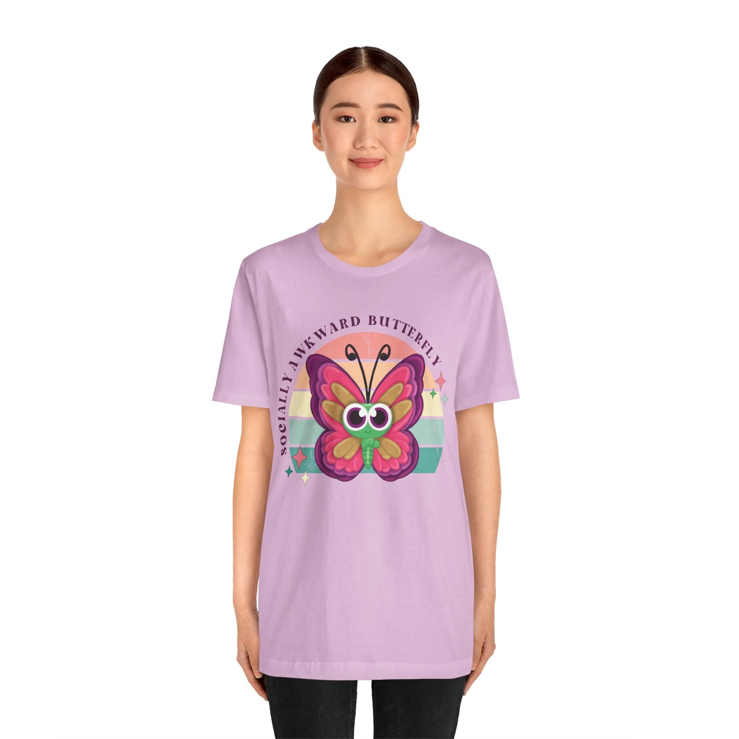 Socially Awkward Butterfly Unisex Tee, Introvert Meme Shirt, Funny Graphic Tee, Sarcastic T-Shirt, Humorous Top, Hilarious Quote Tee