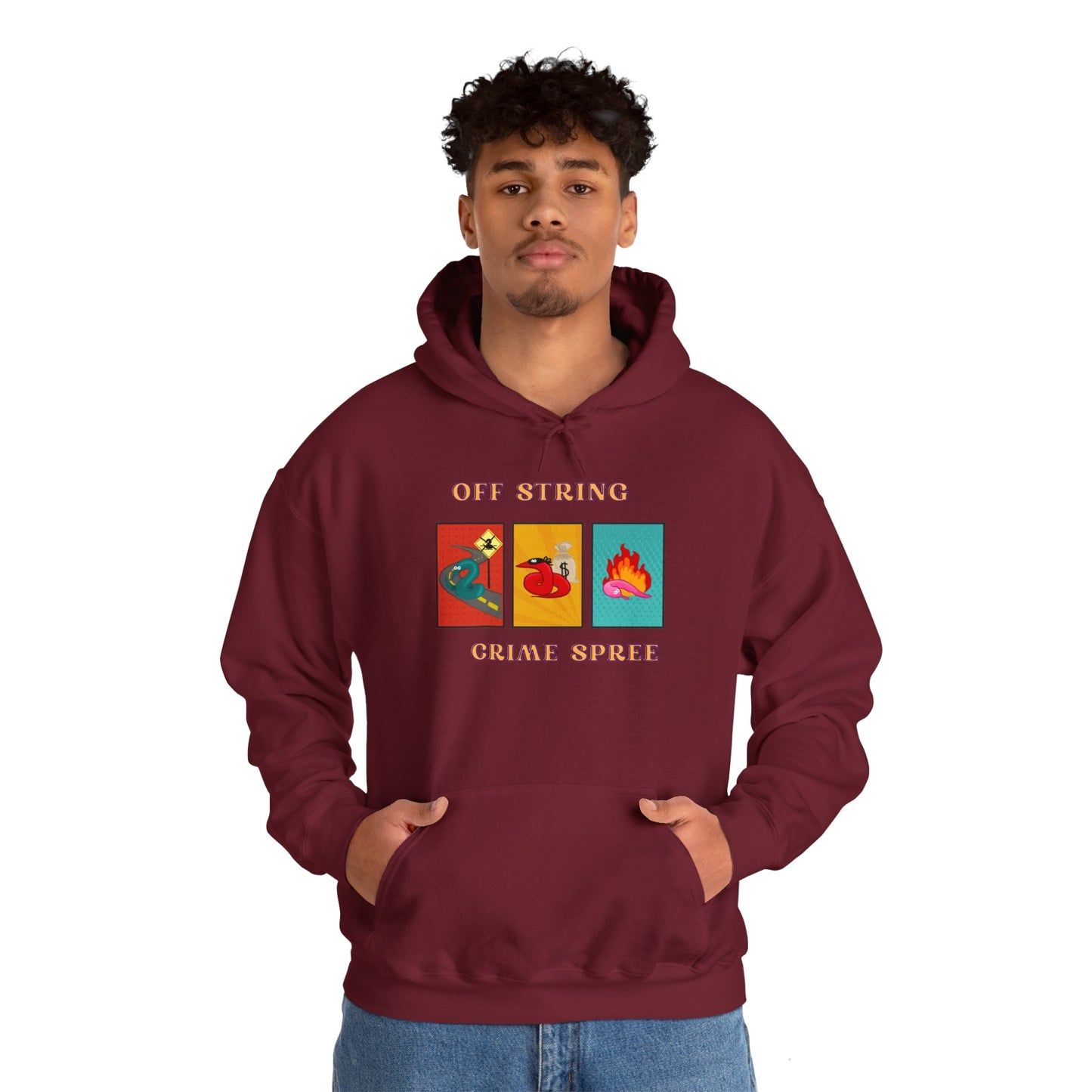 Worm off the String, Crime Spree, Unisex Heavy Blend™ Hooded Sweatshirt