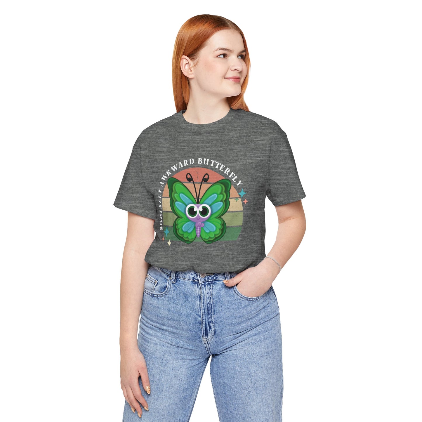 Socially Awkward Butterfly Unisex Tee, Introvert Meme Shirt, Funny Graphic Tee, Sarcastic T-Shirt, Humorous Top, Hilarious Quote Tee