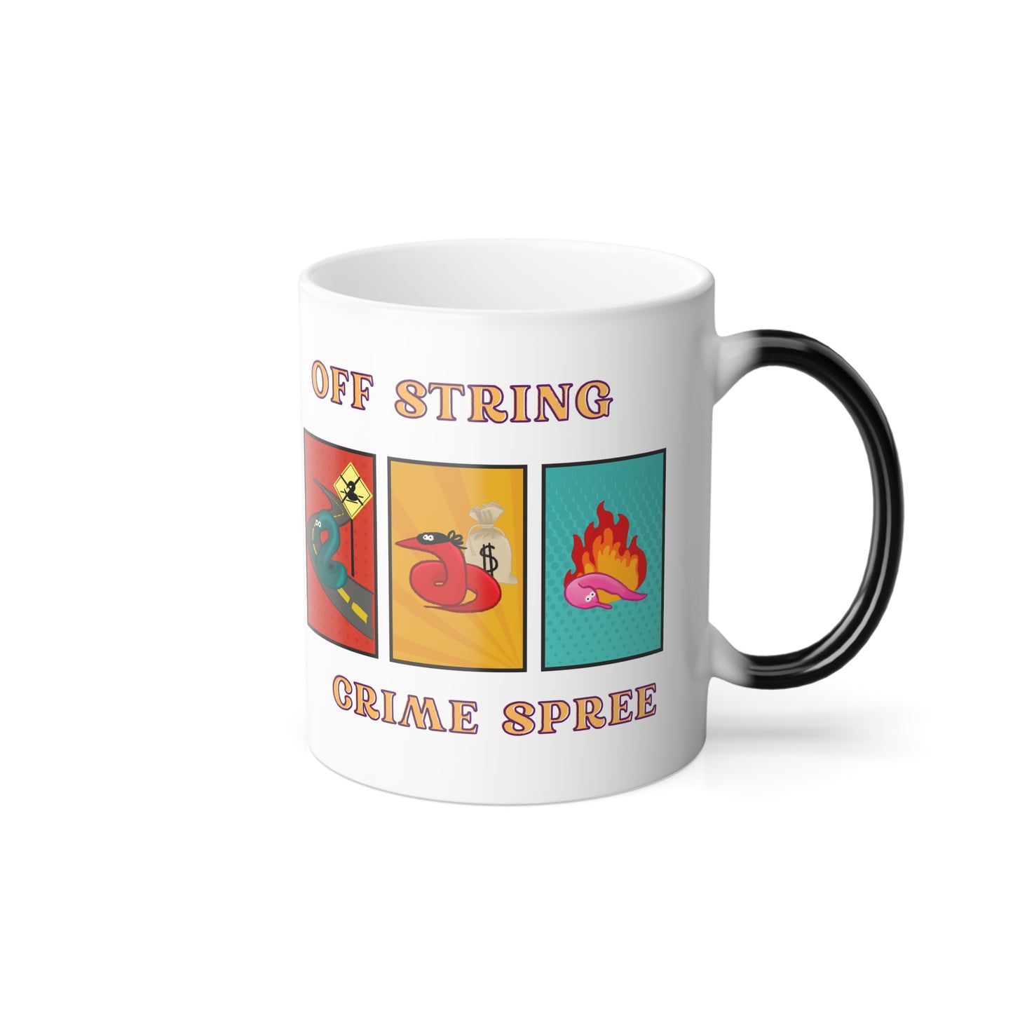 Worm Off String Crime Spree, Color Morphing Mug, coffee cup, 11oz