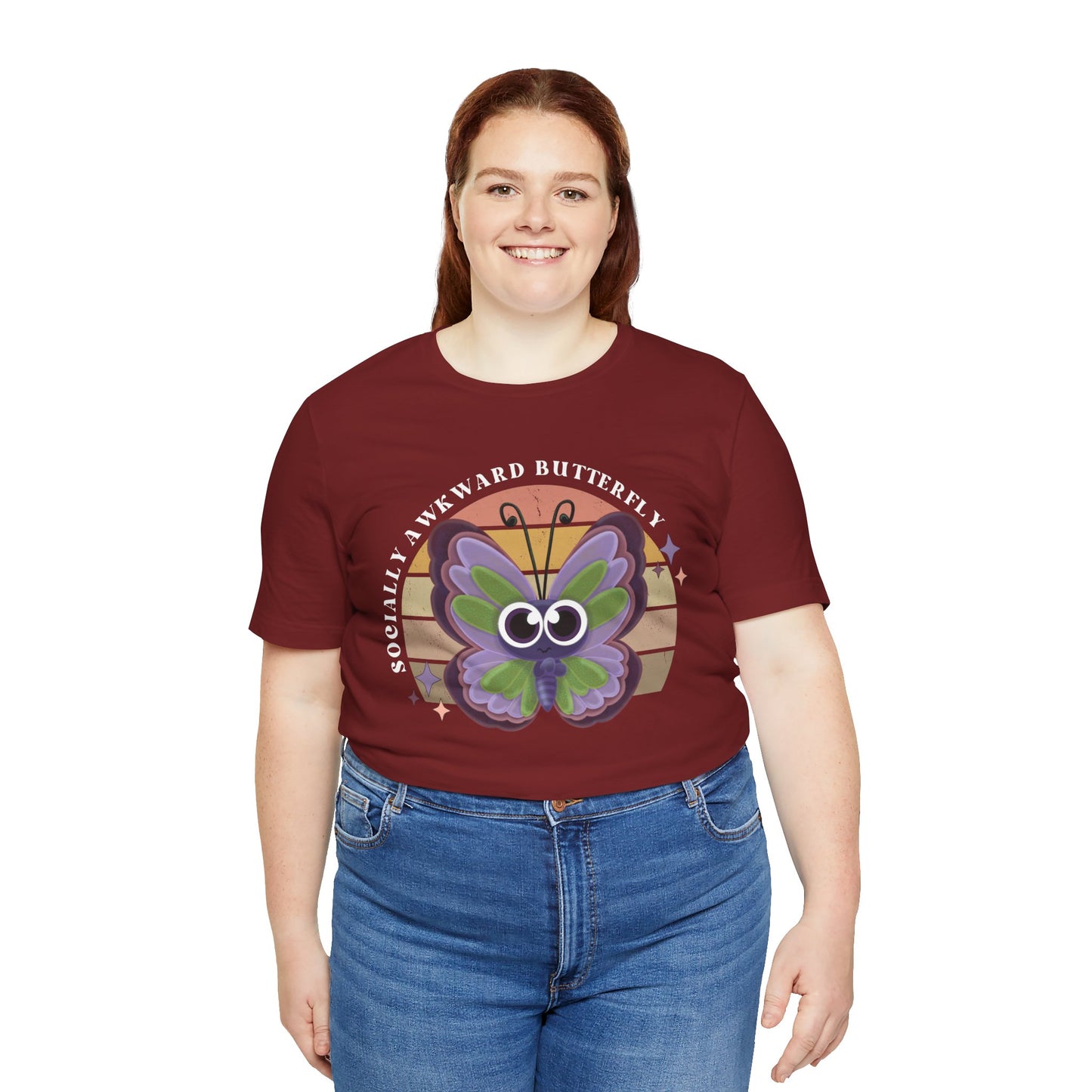 Socially Awkward Butterfly Unisex Tee, Introvert Meme Shirt, Funny Graphic Tee, Sarcastic T-Shirt, Humorous Top, Hilarious Quote Tee