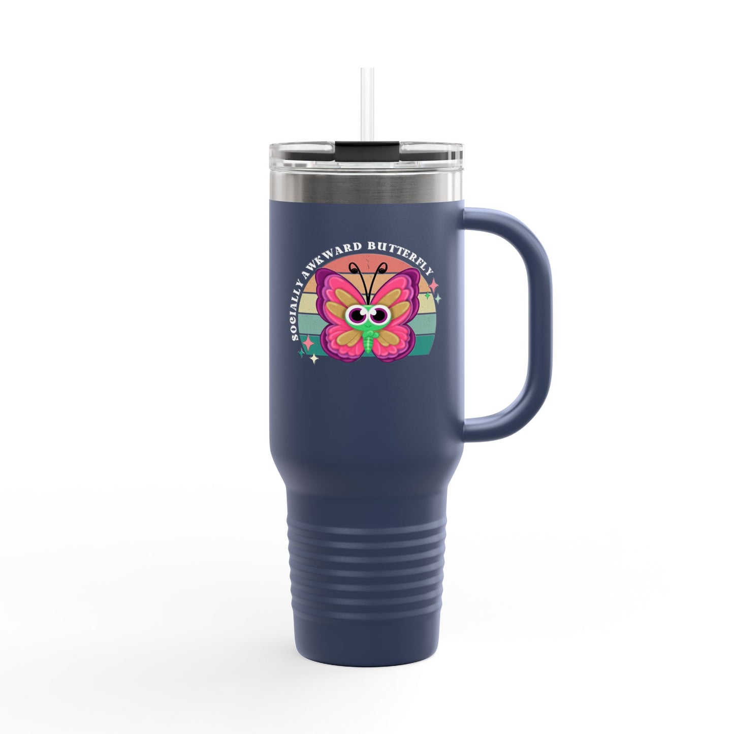 Socially Awkward Butterfly, Insulated Travel Mug, 40oz