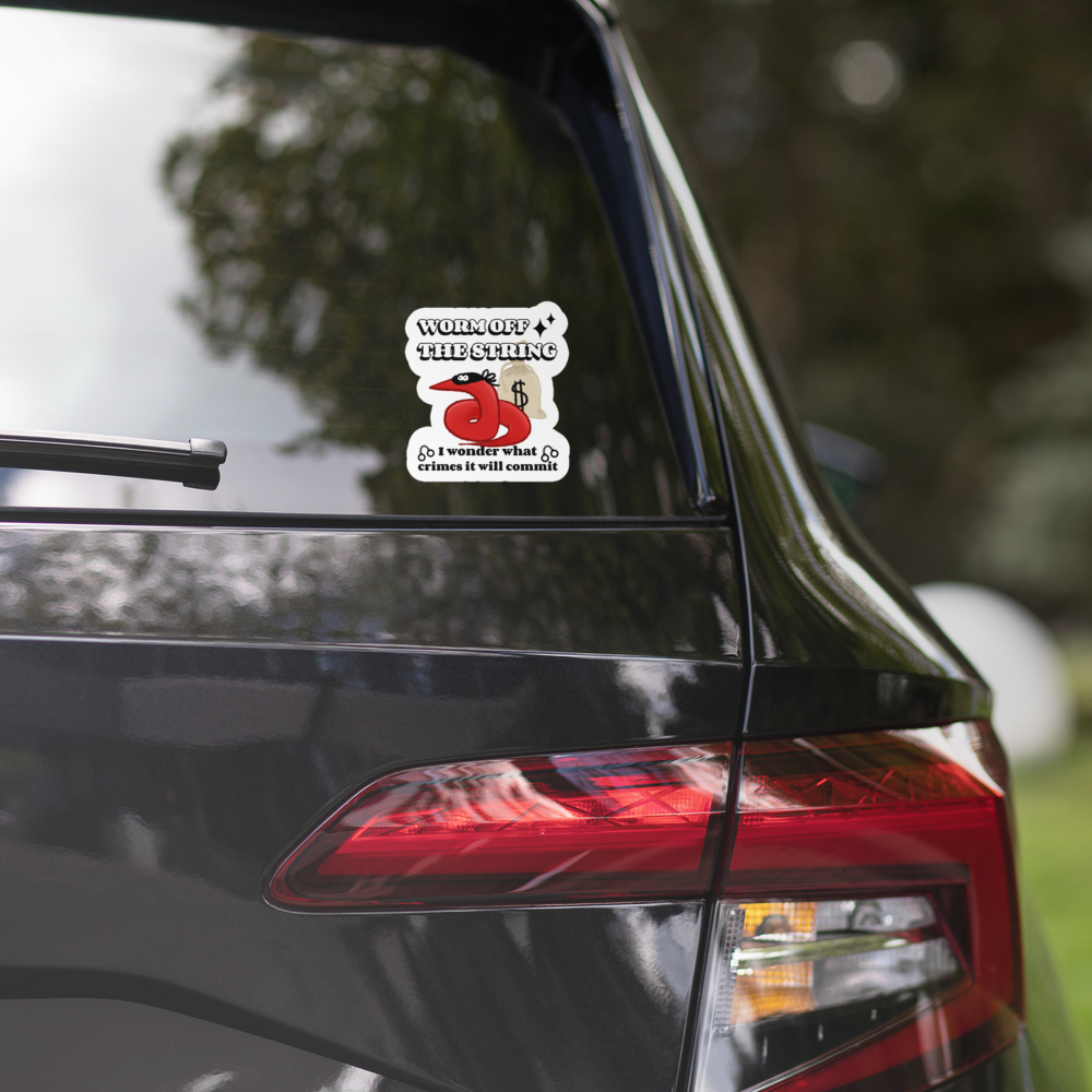 Worm off the String, Robber, Permanent sticker decal, waterproof, indoor/outdoor use