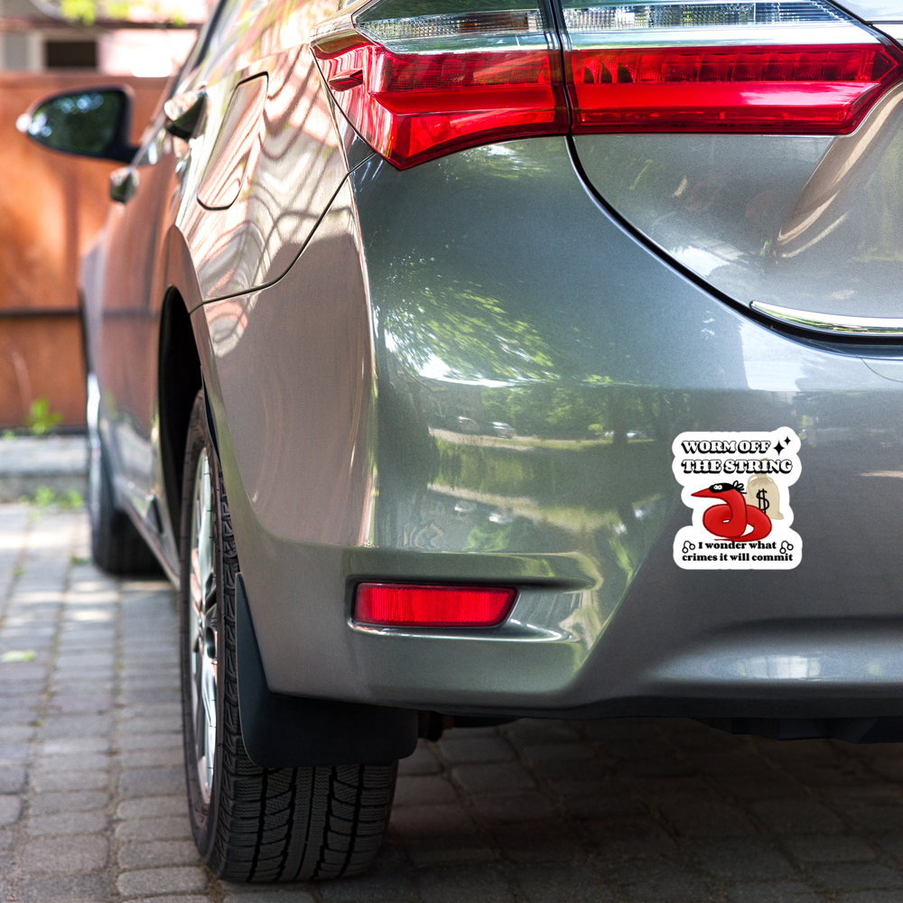Worm off the String, Robber, Permanent sticker decal, waterproof, indoor/outdoor use